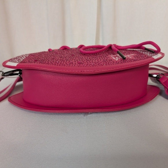 Betsey Johnson Football Pink Rhinestone Studded Crossbody Purse Novelty NWT - Picture 10 of 12